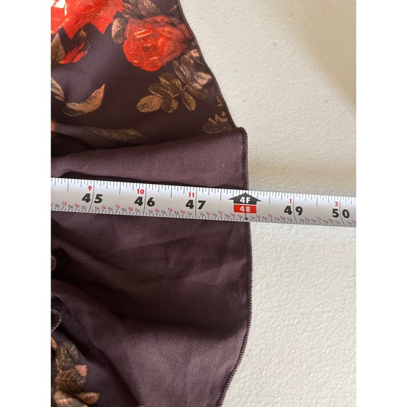 H&M Women's Size 6 Floral Smocked Brown Long Sleeve Ruffle Hem Boho Maxi Dress - Picture 8 of 13